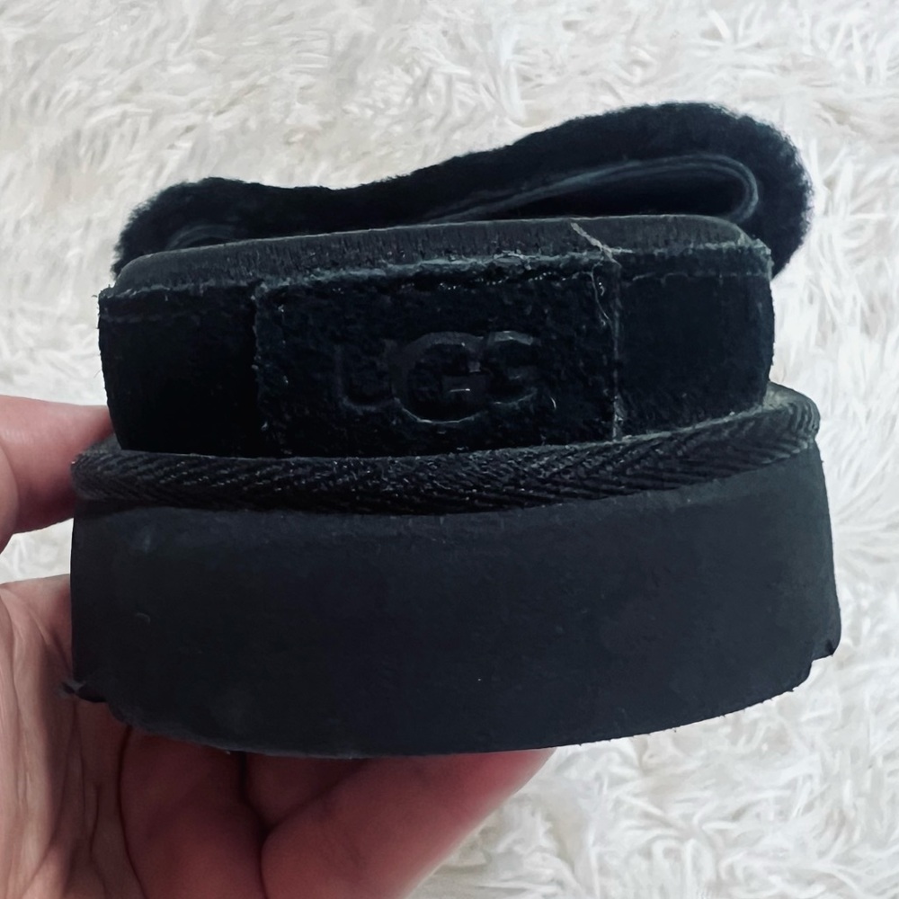 UGG Black Fuzzy Slide Sandals - Picture 4 of 7